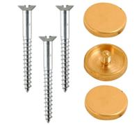 Mirror Screw 38mm & Brass Flat Screw Caps Mirror Screws with Decorative Cap Covers Mirror Screws Fitting Set for Mirror Tables Bath Plates Wardrobes Glass Signs Pack of 8.