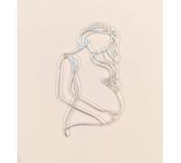 Mirror Silver Acrylic Pregnant Woman Silhouette Line Art Baby Shower Cake Topper