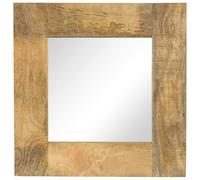 Mirror Solid Mango Wood Frame Natural Brown 50x50 cm Vintage Rustic Wall Accent