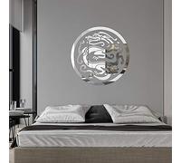 Mirror Stickers Sticker Bathroom Decor Room Decoration 3D Long Full Body Wall Mirrored Adhesive Paper Mural On The Wallpaper China Chinese Oriental Dragon Totem Exotic Retro Royal Palace Ring Round