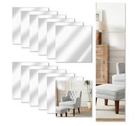 Mirror Tiles - 12 Pack Stick on Mirror, Mirror Stickers 15x15cm (2mm Thick), Self Adhesive Mirror, Stick on Mirrors for Walls, Acrylic Stick on Mirror Stickers, Flexible Tiles for Wall (20*20cm)