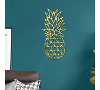 Mirror Tiles Pineapple Gold Print Stick on Mirrors for Walls Mirror Stickers Acrylic Living Room Bathroom Mirror Wall Stickers DIY Art Wall Mirror Bedrooms Wall Stickers 14.3x30cm/2 Pcs
