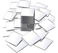 Mirror Tiles, Self Adhesive Modern Aesthetic Square Mirror Stickers for Wall Decor, 100-Pack 4x4cm Silver Acrylic Mosaic Tiles for Living Room, Bedroom, Bathroom, Cafe & Home DIY Projects
