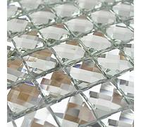Mirror Tiles Silver Bathroom Wall Sheets Crystal Diamond Mosaic Tile Backsplash Kitchen Bevel Glass Subway Home Improvement Materials [Pack of 11PCS(12x12x0.16 Inches/Each)]