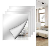 Mirror Tiles, Unbreakable 4 Pack Silver 30x30cm Bendable Shatterproof Wall Decor Acrylic for Bedroom for home gym Doors Flexible Self Decoration