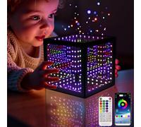 Mirror Tunnel Light with APP Control, Desktop RGB Sound Reactive Lamp with Remote Control & USB Interface, Table Colors Cool Cube Night Lights, for Games Halloween Party Bar(10 * 10 * 10CM)
