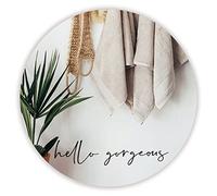 Mirror Vinly Decal, Hello Gorgeous Transfer Stickers, Black Font with Smooth Lines, Inspirational Quote Motivational Labels for Shower Mirror, Bathroom, Hair Studio, Ladies Room,18x2.7 Inches