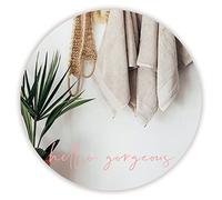 Mirror Vinly Decal, Hello Gorgeous Transfer Stickers, Pink Font with Smooth Lines, Inspirational Quote Motivational Labels for Shower Mirror, Bathroom, Hair Studio, Ladies Room,18x2.7 Inches