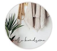 Mirror Vinly Decal, Hello Handsome Bathroom Transfer Stickers, Black Font with Smooth Lines, Inspirational Quote Motivational Labels for Shower Mirror, Hair Studio, Ladies Room, 18x2.5Inches