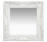 vidaXL Wall Mirror Baroque Style 40x40 cm White Hanging Mirror Bathroom Mirror