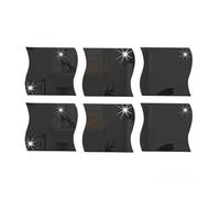 Mirror Wall Sticker 6pcs 3D Wave Square Adhesive Decals Shape Mirror Wall Stickers for Living Room DIY Mural Art Home Decor(Black)