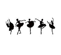Mirror Wall Sticker Set of 5 Ballerina Mirror Wall Stickers Ballet Dancer Decals Home Decor for Girls Bedroom Dancing Room Dance Studio Murals(Black)