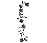 Mirror Wall Stickers, 3D Rattan Flower Stickers for Wall Door Living Room Bedroom Decal DIY Decor Living Room Decoration(Black)