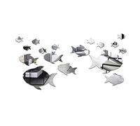 Mirror Wall Stickers Sea Animals Fishes Theme Acrylic Wall Decor Stickers Removable Dog DIY Sticky Mural Stickers Decals for Living Room Kid Baby Bedroom Bathroom Wall Stickers