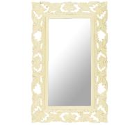 Mirror White Solid Mango Wood Hand-Carved Frame 50x80 cm Decorative Wall Vintage