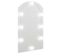 Mirror with LED Lights 70 x 40 cm Glass Arched Wall Mounting Lighting Cosmetic Mirror Makeup Bathroom Hallway Living Room Frameless Wall Mirror Standing Mirror