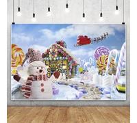 MIRRORANG 1.5x1m Winter Christmas Cartoon Backdrop Cane Candy Snowman Rainbow Candy House Deer Sleigh Photography Background Seasonal Home Party Children Brithday Decor Supplies