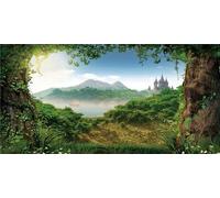 MIRRORANG 120x50cm Enchanted Forest Aquarium Background Green Trees Mountain Scenery Fish Tank Background