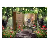 MIRRORANG 2,2x1,5m Enchanted Forest Backdrop Fairy Tale Magic Book Fantasy Castle Mushroom Firefly Photography Background Girl Child Baby Shower Birthday Party Banner Photo Studio Props, Vinyl