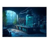 MIRRORANG 2.2x1.5m Vintage Chemistry Lab Backdrop Magic School Laboratory Old Books Spooky Photography Background for Halloween Party Decorations Mad Scientist Lab Party Decor Photo Props