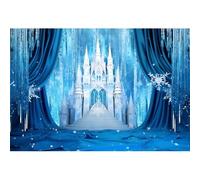 MIRRORANG 2.2x1.5m Winter Frozen Backdrop Frozen Ice Snowflake Winter Wonderland Ice Castle Photography Background for Winter Christmas Holiday Baby Birthday Party Cake Table Banner Props
