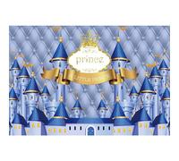 MIRRORANG 2,5x1,8m Happy Birthday Backdrop for Boys Prince Cartoon Blue Castle Backdrop Baby Shower Birthday Party Decoration Banner Photography Background, Vinyl