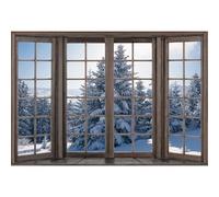 MIRRORANG 2,5x1,8m Winter Landscape Backdrop Window View Christmas Snow Trees Scenery Photography Background Baby Kids Party Decorations Portrait Cake Table Banner Photo Studio Props, Vinyl