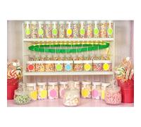 MIRRORANG 3,5x2,5m Candy Shop Backdrop Sweet Lollipop Shoppe Donut Dessert Photography Background Girls Birthday Party Cake Table Decoration Banner Portrait Photoshoot Studio Props