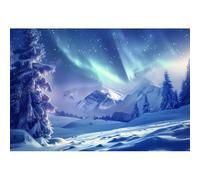 MIRRORANG 3x2m Aurora Borealis Backdrop Winter Snow Mountains Ice Pine Forest Green Polar Lights Norway Photography Background for Winter Landscape Home Travel Party Decor