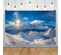 MIRRORANG 4.2x3m Winter Nature Snowy Alps Moutains Sunshine Blue Sky White Pine Trees Landscape Photography Background for Season Theme Kids Adults Brithday Party Portraits Photo Studio Props