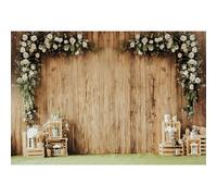 MIRRORANG 4,5x3m Wedding Backdrop for Photography Secret Garden Background Rutic Wood White Flower Flower Stand Wedding Birthday Photo Studio Props Portrait Dreamy Photography Backdrop, Vinyl