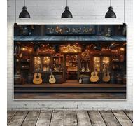 MIRRORANG 6x3m Western Cowboy Backdrop Night Rustic Wooden House Guitars Photography Background for Birthday Party Carnival Music Festival Decoration Supplies Studio Props