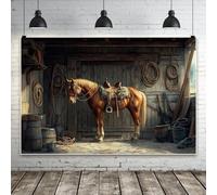 MIRRORANG 6x3m Western Cowboy Backdrop Sunshine Wooden House Brown Horse Ropes Rural Farmhouse Photography Background for Kids Adults Birthday Party Decoration Photo Studio Props