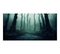 MIRRORANG 91x50cm Green Spooky Aquarium Background Trees Forest Scary Scenery Vinyl Durable Night Fish Tank Background