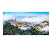 MIRRORANG 91x50cm Misty Mountain Range Reptile Terrarium Aquarium Background Sunrise Cloudy Peaks Pine Forest Fish Tank Background Bearded Dragon Vivarium Background Vinyl