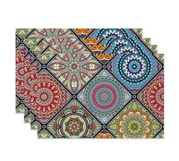 MIRRORANG Bohemian Mandala Placemats Set of 4 45x30cm Multicolor Mandala Pattern Place Mats for Kitchen Dining Room Hippie Decor