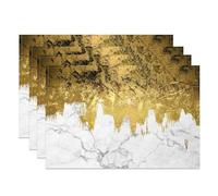 MIRRORANG Gold Marble Placemats Set of 4 45x30cm White Gold Dripping Paint Effect Washable Table Place Mats for Luxury Kitchen Dining Room Decor