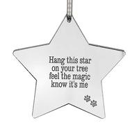 Mirrored Acrylic Pet Memorial Hanging Star Christmas Decoration | Dog/Cat Paw Prints | Remembrance Gift | 10cm x 10cm
