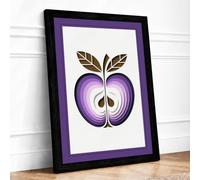 Mirrored Apple in Gold Modern Framed Wall Art Print A1 (84.1×59.4cm) Black, Wall Decor for Living Room, Bedroom, Office & Home, Ready to Hang, Art Gift