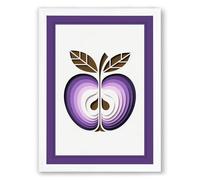 Mirrored Apple in Gold Modern Framed Wall Art Print A3 (42×29.7cm) White, Wall Decor for Living Room, Bedroom, Office & Home, Ready to Hang, Art Gift