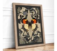 Mirrored Butterflies Eclectic Framed Wall Art Print A3 (42×29.7cm) Oak, Wall Decor for Living Room, Bedroom, Office & Home, Ready to Hang, Art Gift