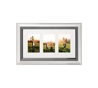 Mirrored Collage Multi Photo Frame Silver Glass for 3 Pictures 51 x 32 cm Dalaba
