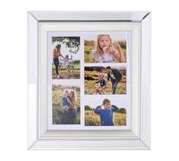 Mirrored Collage Multi Photo Frame Silver Glass for 5 Pictures 49 x 44 cm Makeni