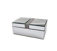 Mirrored Diamond Crushed Glass Glamorous Tissue Box Holder Organizer Hall and Bedside Box (13x21.5x9cm), Silver
