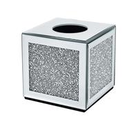 Mirrored Diamond Crushed Glass Glamorous Tissue Box Holder Organizer Hall and Bedside Box (15x15x15cm), Silver