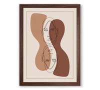 Mirrored Faces Modern Framed Wall Art Print A2 (59.4×42cm) Walnut, Wall Decor for Living Room, Bedroom, Office & Home, Ready to Hang, Art Gift