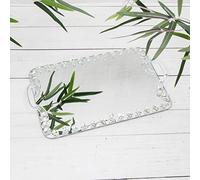 Mirrored Glass Crystals Candle Plate Perfume Decorative Display Tray