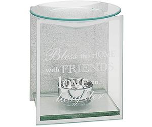 MIRRORED GLASS OIL BURNER - BLESS THIS HOME lesser & Pavey