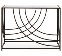 Mirrored Glass Top Console Table, Sleek Black Industrial Iron Frame with Curved Side Detailing Interiors by Premier Clear One Size