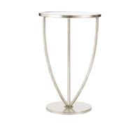 Mirrored Glass Top Side Table with Bowed Silver Metal Legs, Marcia